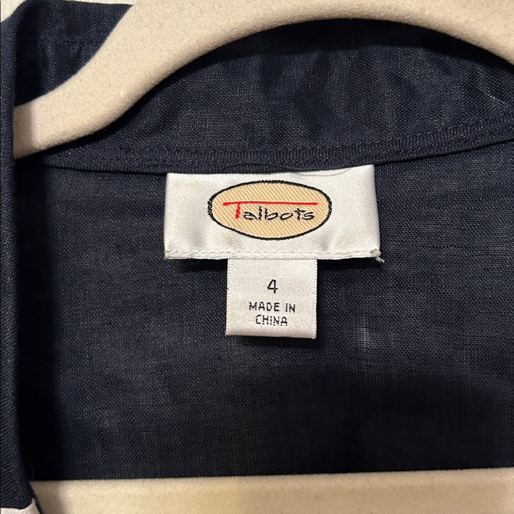 Talbots Navy Linen Blouse - Picture 2 of 4
